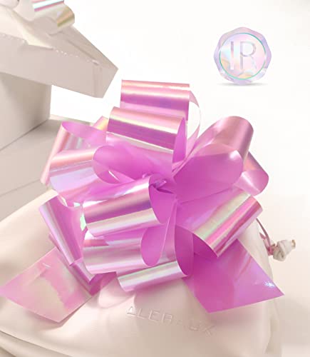 PAPER FAIR 24Pcs 8 Color Iridescent Easter Gift Pull Bow Set, Large 6" Assorted, for Gift Basket Bag Box Wrapping DĂ©cor, Valentines Day, Birthday, Anniversary, Christmas, Florist Packaging
